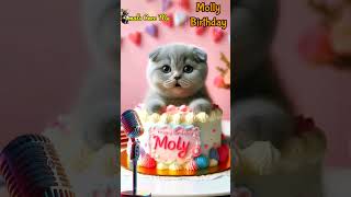 HAPPY BIRTHDAY TO YOU MOLLY  HAPPY BIRTHDAY SONG WITH NAMES  Adorable Cute Cat 😺 happybirthday [upl. by Kanor389]