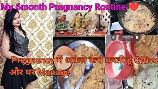 My 6th Month Pregnancy RoutineOFFiceTravelling in metro🚇Cooking [upl. by Kelwin]