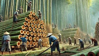 Farmers Harvest Billions Of Bamboo Trees And Process Bamboo Products  Harvesting Technology [upl. by Nylacaj]