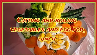 CUTTING AND BOILING VEGETABLES AND EGG FOR LUNCH cutting boiling food viralvideo trending asmr [upl. by Erlewine]