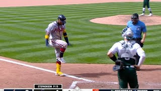 Braves Ronald Acuña Jr SMOKES homer hits the LeBron silencer before touching home plate [upl. by Tim]