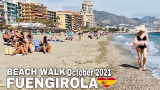 FUENGIROLA MALAGA SPAIN BEACH WALK IN OCTOBER 2021 Latest Beach Walk In Costa Del Sol🌞4K [upl. by Carlo704]