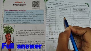 4th STD EVS lesson 9 Food Habit Full answer 😍 [upl. by Brew]