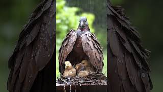 Mother Pigeon Sheltering Her Chicks from the Rain mother birds pigeon [upl. by Akiem219]