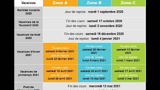 vacances scolaires 2020  2021 [upl. by Rheinlander]