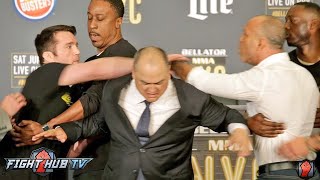 CHAEL SONNEN amp WANDERLEI SILVA NEARLY FIGHT AT BELLATOR NYC FACE OFF HAVE TO GET SEPARATED [upl. by Berstine]