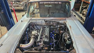 Overview of our 300 inline 6 turbo engine build with Holley efi Using Ls swap coils on a Ford [upl. by Ahseniuq]