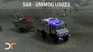 Mikromodell  Unimog U5023 SARWasserrettung  RC 187 [upl. by Nerti]