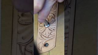 Carved and Tooled 1911 grip shorts leathertooling handmade [upl. by Yerg]