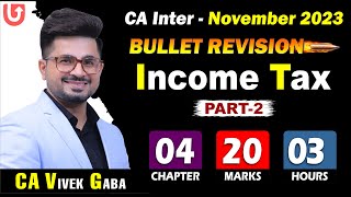 🔴Bullet Revision of INCOME TAX Part  2 by Vivek Gaba🔴  Pre Exam Marathon  CA Inter  Nov 23 [upl. by Meehar]