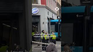 A tram in Oslo derailed and crashed into a shop [upl. by Asle]