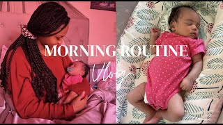 REALISTIC MORNING ROUTINE WITH 3 WEEK OLD NEWBORN  21 YEAR OLD FIRST TIME MOM [upl. by Pouncey]