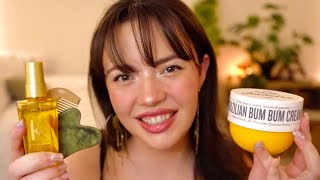 ASMR The BEST Cozy Friend Personal Attention skincare hairbrushing plucking noise suppression [upl. by Goldshlag622]