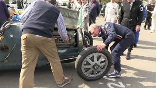 Duncan Pittaway starting up his Bugatti Type 35 at the 81st Goodwood Members Meeting [upl. by Arielle265]