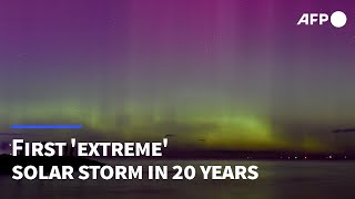 First extreme solar storm in 20 years brings Northern Lights to European skies  AFP [upl. by Sioux]