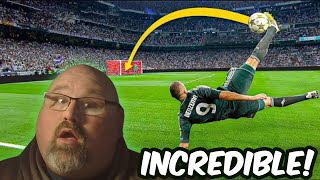 American Reacts to 33 BEST Goals in FOOTBALL History [upl. by Ynaffyt]