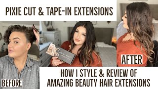 Tape in Extensions with a Pixie Cut Style amp Review of Amazing Beauty Hair  Blaize McKennah [upl. by My220]