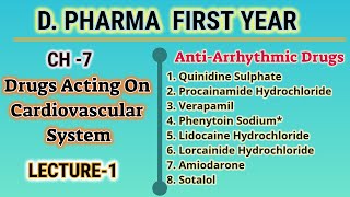 AntiArrhythmic DrugsDrugs Acting on Cardiovascular systemCH7L1Pharm ChemDPharmfirst year [upl. by Caz432]