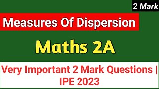 Class12 Maths2A  Measures Of Dispersion 2Mark Very Important Questions [upl. by Sarilda]