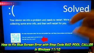 How to Fix Blue Screen Error with Stop Code BAD POOL CALLER in Windows 1110 [upl. by Lohrman]