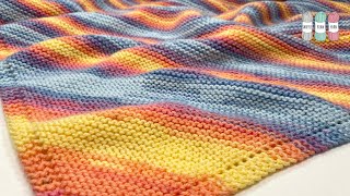 How to Knit a Diagonal Garter Stitch Baby Blanket  Rectangle or Square [upl. by Adihaj]