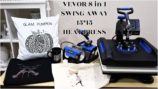 DIY GLAM ITEMS USING VEVOR 8 IN 1 HEAT PRESS SWING AWAY 1515 MACHINE  REVIEW AND DEMO [upl. by Konyn]