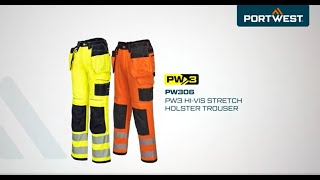 Portwest PW306  PW3 HiVis Stretch Holster Trouser  EN [upl. by Tnahsarp]