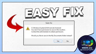 Resolving You Dont Have Permission to Save in This Location Issue A Tutorial and Fix Guide [upl. by Soloma]