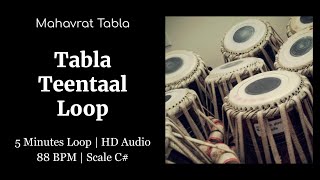 Tabla Teentaal Loop  5 Minutes  Scale C  88BPM  HD Audio  Mahavrat Tabla [upl. by Sullivan579]