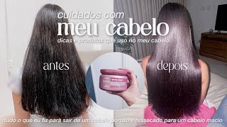 como eu recuperei o meu cabelo ressecado  cuidados e produtos que eu uso nele [upl. by Fretwell]