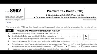 How to fill out 8962 PTC Obama Care for 2020 for a single person [upl. by Ylla]