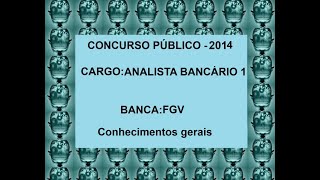 96  Concurso público  Analista bancário  Conhecimentos gerais [upl. by Relyc678]