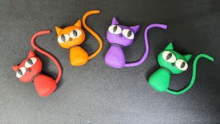 Cat Polymer Clay Toys Making How To Make colorful Cat Clay Modelling For Kids clay Video for Toddler [upl. by Florie984]