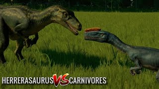 Herrerasaurus vs Proceratosaurus Indoraptor Spinoraptor Velociraptor Troodon Dilo amp Deinonychus [upl. by Meingolda974]