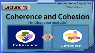 Coherence and Cohesion in Discourse Analysis  Lecture 19  LinguisticsII [upl. by Eissirhc]