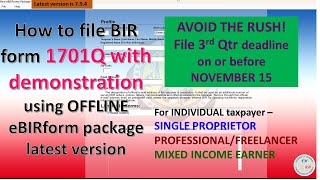 How to file BIR form 1701Q with actual DEMONSTRATION impt Tips amp guidelines to avoid opencases [upl. by Niraa]