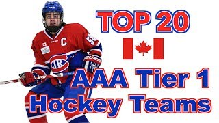 Top 20 AAA Tier 1 Hockey Teams  Canada [upl. by Nile49]