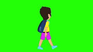 Student Going To School Green Screen animation [upl. by Noyar]