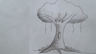 How to draw a tree step by step very easy drawing and shading art video [upl. by Idram]