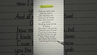 drivers license Lyrics Song by Olivia Rodrigo driverslicense oliviarodrigo song lyrics [upl. by Enytsuj]