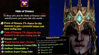 The New Unique item Helm of Draesca 2 Chance You Gain a Powerful Trait 1 Chance YOU DIE [upl. by Mchail415]