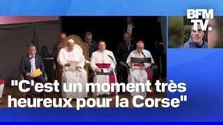 quotUn moment de grâcequot lévêque dAjaccio réagit à la venue du pape en Corse [upl. by Lever]