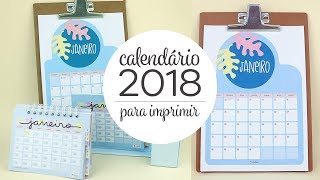 Calendário 2018 para imprimir  DIY Porta Canetas [upl. by Arihay]