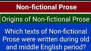 Origins of Nonfictional Prose Old English Texts of Nonfictional Prose [upl. by Benkley914]