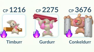 using new Shadow Timburr Gurdurr Conkeldurr family in Pokemon GO [upl. by Eelibuj]