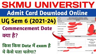 SKMU UG Sem 6 Admit Card Download Kaise Kare  How To Download Sem 6 Admit Card 202124 skmudumka [upl. by Lanta]