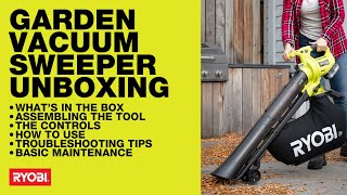 RYOBI 18V HP™ Garden Vacuum amp Sweeper Unboxing R18XBLV20 amp R18XBLV26 [upl. by Kinom]