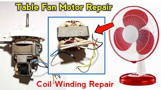 Table Fan Motor Coil Repair 💯 Work  Fan Humming Sound Not Running  5 Wire Connection [upl. by Peck]