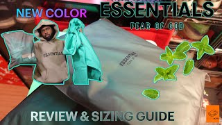 FEAR OF GOD ESSENTIALS LEAF MINT REVIEW amp SIZE GUIDE [upl. by Stoddart983]