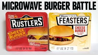 Rustlers VS Feasters  Microwavable Burger Review [upl. by Eissak]